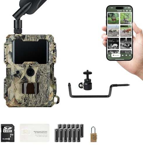 DÖRR Wildkamera Cloud Mini 4G Starter-Set mit SIM, SD, Halterung, Batterien | Simlockfrei, Bewegungsmelder, Tag- & Nachtaufnahmen, 12MP Bild- & Full HD Videoversand 1080P, Infrarotblitz unsichtbar, App