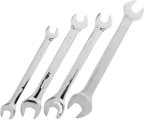 PRETYZOOM 4pcs Double-Ended Open-end Wrench Chrome-Vanadium Small Mechanics Hand Tools Spanner for Auto Repair Maintenance DIY Projects