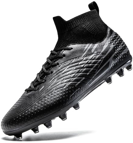 breooes Men’s Soccer Cleats Football Boots Womens Professional Training Soccer Shoes Big Boys Girls Black