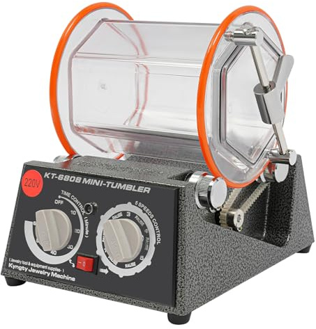 Etrhdfyts Rotary Tumbler - Tumbler per lucidatura, a 5 marce, 60 W, con timer da 0 a 60 minuti, con perle di lucidatura, gioielli per oro e argento