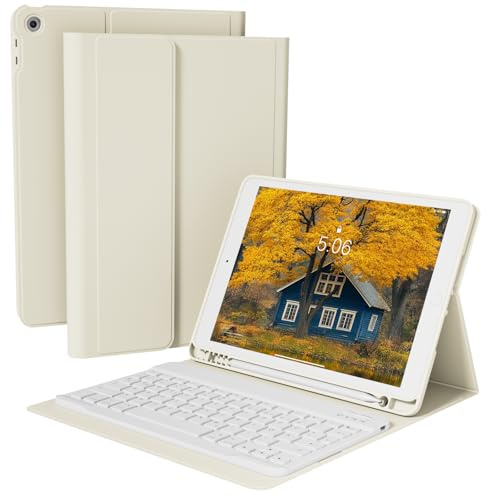 KVTVOU Funda con teclado para iPad de 9ª generación de 10,2 pulgadas con soporte para bolígrafo, teclado magnético Bluetooth desmontable con funda delgada para iPad 9ª, 8ª y 7ª generación 2021/2020