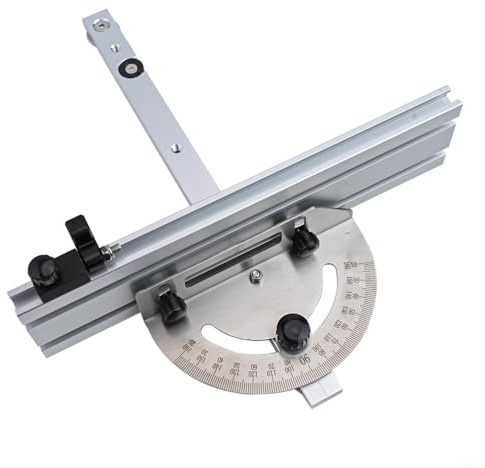 Filteilect Calibro per sega circolare da tavolo, con righello angolare regolabile e arresto della pista, guida in ossido di alluminio per la lavorazione del legno, compatibile con seghe da banco e