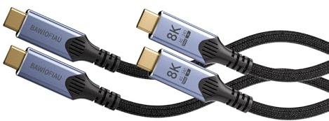 BAWIOFIAU [2 pack] Cable USB-C de 1M Compatible con Thunderbolt 4,USB4 Tipo C Cable, Transmisión de Datos 40Gbps, Carga Rápida 240W PD3.1 48V/5A para Dispositivos Type-C, SSD y Monitor