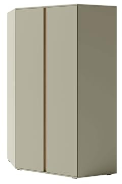 Mirjan24 Eckkleiderschrank Lonitz LZ02, Eckschrank grifflos, 2-türig, inkl. Kleiderstange & Fächern, Kleiderschrank mit viel Stauraum (Eucalyptus + Eiche Baltic Dune)