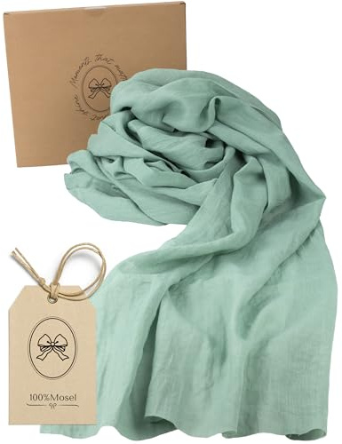 100% Mosel Runner in Mussola, Verde Eucalipto (48 cm x 5 m), 66 g/m², runner sottile effetto garza, decorazione tavola per compleanni & matrimoni
