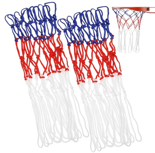 DIYEAH 2 Stück Basketballnetz Ersatz Nylon 50cm Tricolor für Indoor Outdoor Basketballkorb Wetterfest Feinmaschig Einfache Montage Basketball Übungsnetz