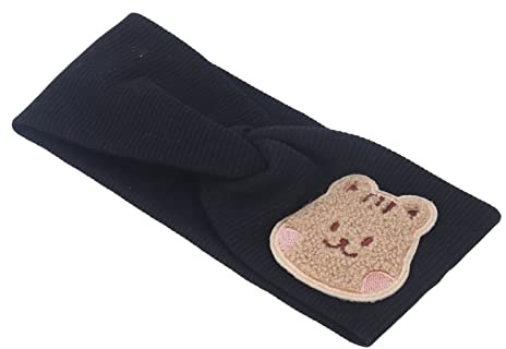Generic Elastiska Babypannband i Bomull Stretchigt Tecknat Mönster Huvudskydd för Barn, Hårband Av Premium Bomullsmaterial, Perfekt för Baby Shower, Födelsedagsfest (Svart)