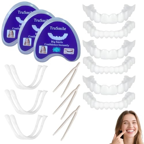 3 paia Dentiera Provvisoria, Denti Finti Professionali, Faccette Dentali Universali Superiore E Inferiore, Per Uomini E Donne Di Denti Cattivi Denti Imperfetti