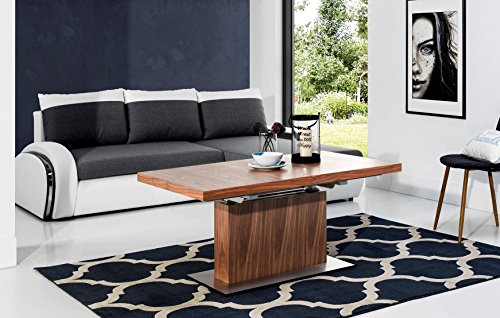 Design Couchtisch Tisch MN-7 Walnuss Nussbaum höhenverstellbar & ausziehba