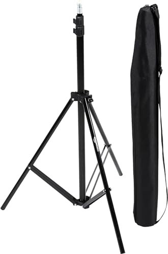 Amazon Basics Supporto per Illuminazione Fotografica in Alluminio da 2.04m con Custodia per Foto in Studio ed Esterna, 1.22kg, Carico Massimo 3.17kg, Regolabile, Portatile, Confezione da 1 - Nero