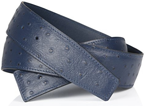 Erdi Ünver Straussenleder Optikin in Dunkelblau Navy echt Leder Wendegürtel für Herren & Damen 31mm Breit 110 cm