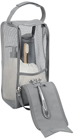 Simplify Hanging Mesh Toiletry Bag | Travel Organizer | Perfect for Dorm | Gym | Back to School | Shampoo | Shower Accessories | Grey