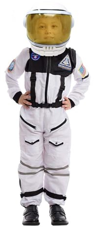 Spooktacular Creations White Astronaut Costume with Helmet, Space Suit for Toddler with Movable Visor, Kids Astronaut Halloween Costume for Cosplay, Party Favor Supplies (3T, 3-4 yrs)