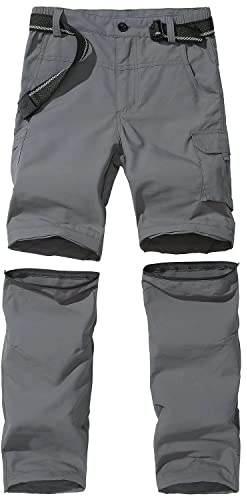 FLYGAGA Pantaloni Outdoor per Bambini Pantaloni da Trekking Pantaloni con Cerniera Pantaloncini Gambe Staccabili Unisex Giovani Ragazze estive con Cintura Traspirante ad Asciugatura Rapida