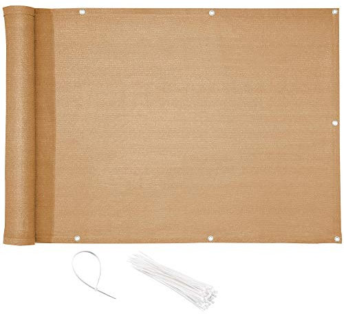 CelinaSun Brise-Vue Balcon 0,75 x 5 m HDPE Beige Sable Brise-Vue pour Balcon paravent bâche Jardin Balcon œillets Serre-câbles résistant aux intempéries