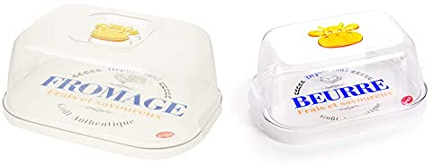 Snips Box Formaggio Farm - Contenitore Per Formaggio Da Tavola E Frigorifero - 3 Lt & Burriera Farm - Contenitore Porta Burro Per Frigorifero - 0,5 Lt