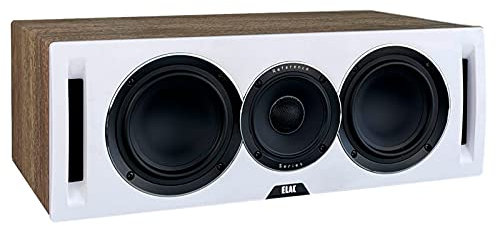 ELAC Uni-Fi Reference - Altoparlante centrale a 3 vie, 5-1/4, altoparlante centrale in rovere o noce per home theater, deflettore bianco con lati in rovere
