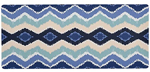 Moyyo Blue Black Geometric Patterns Mouse Pad Gaming Mouse Mat (800x300x3mm) Large Desk Mat with Smooth Surface and Non Slip Rubber Base Mousepad Desk Protector for Office Working Laptop Computer