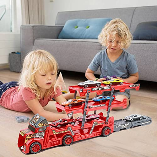 LKW Autotransporter Spielzeug Mini Racing dreilagiger Deformationstruck Mega Trucks Baufahrzeug Transport Träger Truck Spielzeugauto Diecast-Metallfahrzeuge Abschleppwagen Auto Spielzeug Geschenke