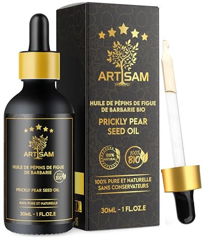 MEILLEURE HUILE ANTI-AGE HUILE DE PÉPINS DE FIGUE DE BARBARIE BIO - Top 1 des soins anti-rides et anti-cernes - Pressé à froid Certifiée 100% Bio Pure et Naturelle - Extra Vierge 30 mL Vegan