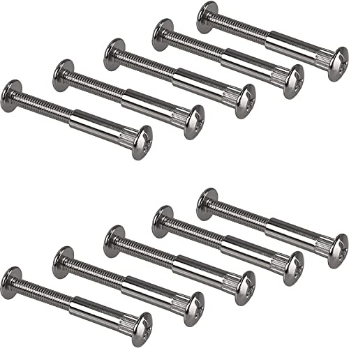 Gedotec möbelskruvar M6 | 100 st. hylsskruvar | förnicklad förbindelseskruv i stål | trätjocklek 76-86 mm | skåpkontakt korsspår PZ2 och platt blad | möbelkontakter skruvar