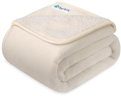 PetAmi Wasserdichte Hundedecke für mittelgroße und große Hunde, pinksicher, Sherpa-Fleece-Bezug für Hundekäfige, wendbarer Katzenüberwurf, Bett, Zwingerschutz, weiches Plüsch, waschbare Unterlage (XL,