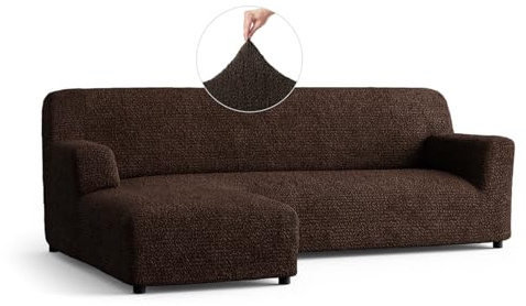 PAULATO - Bezug für Sofas mit linker Halbinsel (gesehen von vorne), Bezug für Ecksofa aus Mikrofaser, Kratzfest, maschinenwaschbar, Made in Italy, Braun