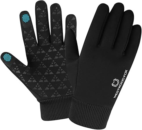 WESTWOOD FOX Winter Gloves Touchscreen Slightly Waterproof Thermal Warm Thinsulate Anti slip Running Cycling Gloves windproof Glove with elastic cuffs for Men women (Black, XL)