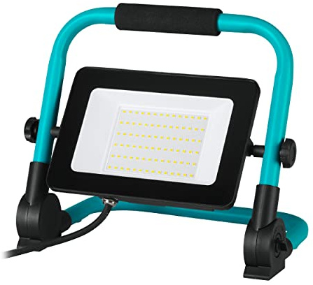 Eglo LED byggstrålkastare, bärbar arbet av aluminium och plast, arbetsstrålkastare i turkos och svart, verkstad svängbar, IP65, neutral vit, 4500 lm