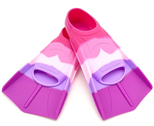 Fadgesy Swimming Training Fins,Comfortable Silicone Flippers for Swimming and Diving,Size Suitable Kids Girls Boys Adult (XXX-Small, SixColorful-E)