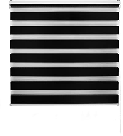 Decorblind Doppellagiges Rollo für Nacht und Tag, Montage an Wand oder Decke, Maße: Breite 160 x Länge 250 cm, Maße Stoff: 157 x 245 cm, Schwarz, für Nacht und Tag Fenster