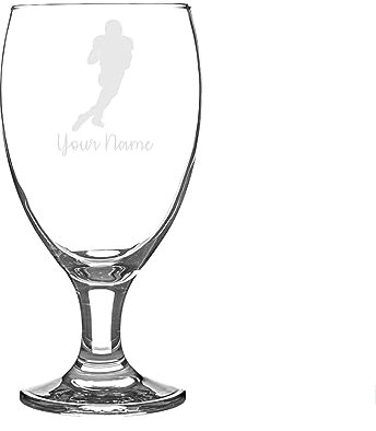 American Football Player Engraved Glass, Sports Gift for Him for Her (Craft Beer Snifter Glass)