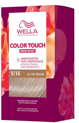 Wella Professionals Color Touch demi-permanente Haarfarbe ohne Ammoniak – Haarfärbemittel mit bis zu 50 % Grauhaar-Abdeckung – Ansatz-Kit inkl. Haarmaske – 9/16 Icy Ash Blonde (130 ml)