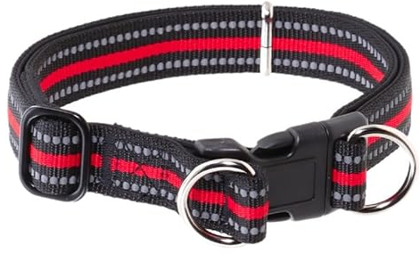 Hundehalsband, Weich Gepolstertes Neopren Nylon Hunde Böhmischer Wind Halsband für Kleine Hunde, Eblin Verstellbare Hundehalsband, Zugstopper, robust, wetterfe Q1 (Rot, M)