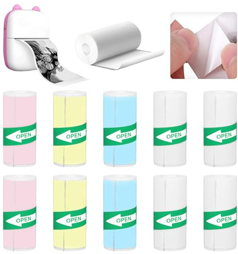 10 Thermopapier Selbstklebender Mini Drucker Sticker Kinderkamera 57x25 mm | wasser,feuchtigkeits- und kratzfest,Gute Aufkleberhaftung,Einfach zu bedienen,Multifunktionale Anwendungen
