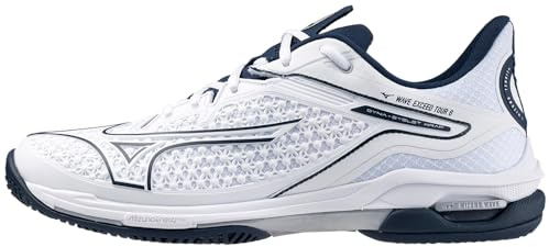 Mizuno Men's Wave Exceed Tour 6 All Court Tennis Shoe, White-Dress Blue, 11 UK