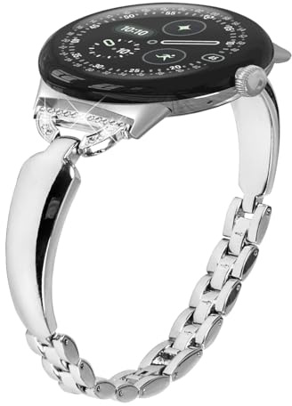 Miimall Armband Kompatibel mit Google Pixel Watch 1/2/3 41mm - Damen Armbänder Legierungsmetall Uhrenarmband Metall Ersatzband - Silber