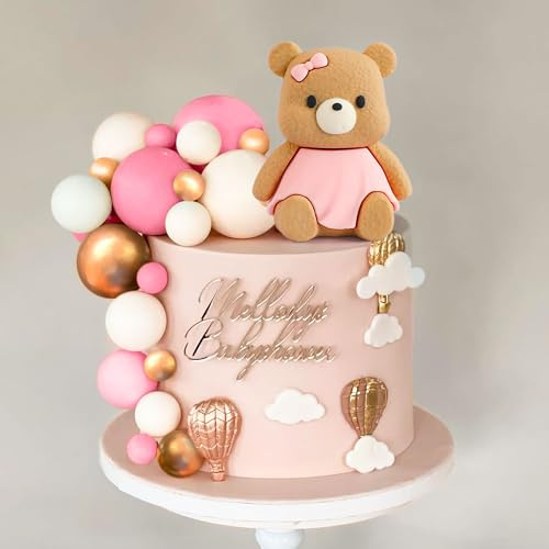 JeVenis Pink Teddybär Kuchen Dekoration Teddybär Baby Dusche Dekoration Teddybär Geburtstagstorte Dekoration Baby Dusche Kuchen Dekoration