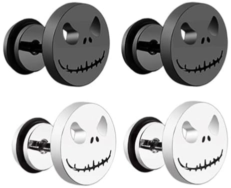 WBZOWRB 2 Paar Ohrringe Männer, Herren Klein Monster Ohrstecker, Gestüt Edelstahl, Ohrschmuck, Rock Punk