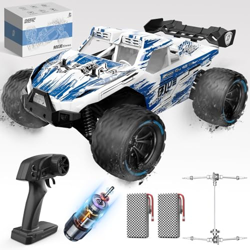 DEERC 9003E 1:14 RC terrängbilar, 40 km/h höghastighets terrängbilar, 4WD fjärrkontrollbil med 2 litiumjonbatterier, snabb monstertruckleksak för barn och vuxna