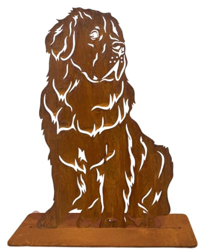 Terma Stahldesign Rost Neufundländer Hund Lebensgroß 90 cm Handmade Germany tolle Gartendeko aus Metall Figur deko Geschenk Rostfigur Garten Gartenfigur hundegrab