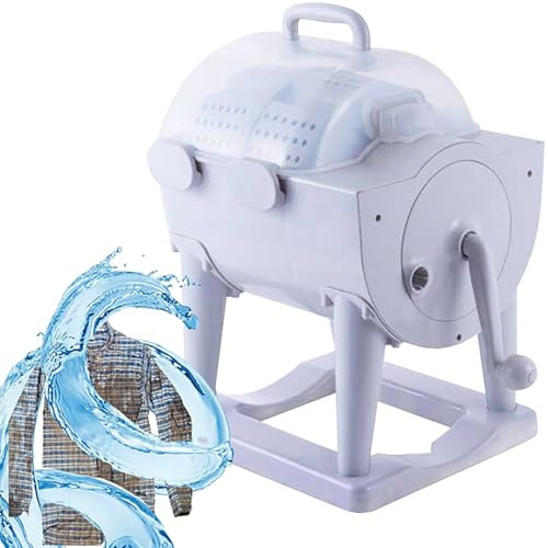 Hand-Rock-Trommel-Waschmaschine, manueller tragbarer Turbo-Waschschleudertrockner mit Griff, Entwässerungslöchern, effiziente Handkurbel-Waschmaschine for Camping-Apartments, Wohnmobile, Schlafsäle