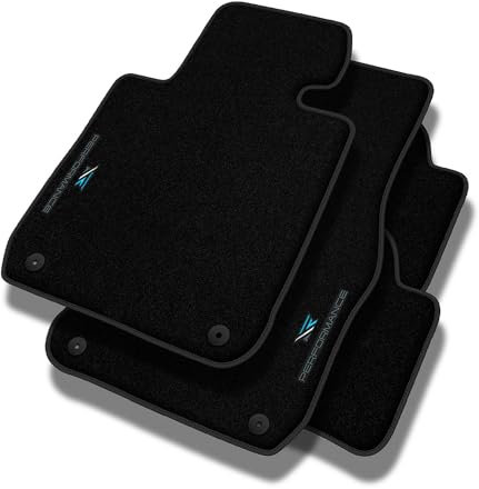 MatsMore Autoteppiche Automatten Velours Fussmatten passt für Opel Adam 2013-2019 - Standard, Perforiert, Cyan, weiß und grün -Präzise CNC-Stickerei, Design-Lochpaspel, Auto Fußmatten - Perfekt für Au