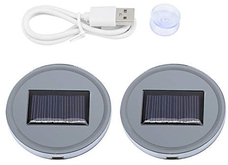 aqxreight 2 Stück 6,8 cm/2,7 Zoll Solar-LED-Becherhalter, RGB, 7 Farben, Lichter, USB, Auto-Flaschenbodenmatte, Solarpanel, Acryl, Getränkehalter, Dual-Lademodi