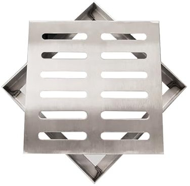 Entwässerungs Gitter Roste Abdeckung Abflussgitter Quadratische Grabenabflussabdeckung aus Edelstahl 304, 10 15 20 25 30 35 cm Entwässerungsgitter mit abnehmbarem Rahmen/Abwasserrostplatte für Beton/A