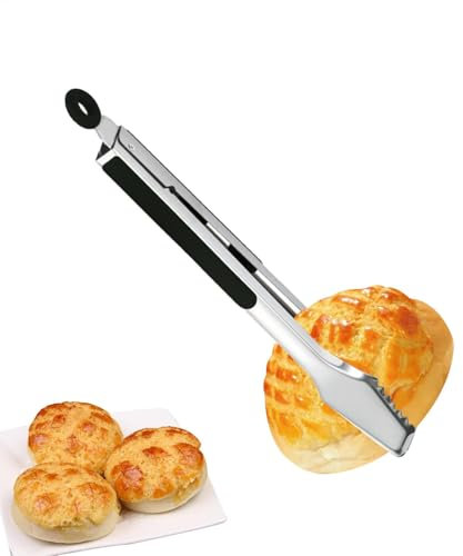 Pinzas para alimentos, pinzas de cocina, abrazadera de parrilla, pinzas de acero inoxidable para servir buffet para voltear alimentos calientes, pinzas de barbacoa, agarre cómodo, pinzas para