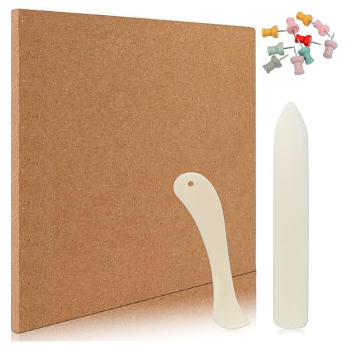 Qerwsdty Bemaltes Zubehör und Werkzeuge, Hitzebeständige Gebeizte Arbeitsfläche (30,5 X 30,5 Cm), 1/2 Dicke Gebeizte Bastelmatte, Buntglas-Sets