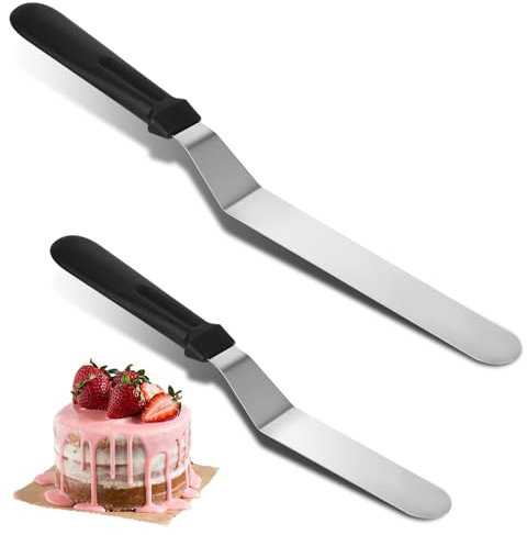 JJUNW 2 Stück Glasurspachtel, Edelstahl Winkelspachtel Torte Zum Backen, 2 Größen Winkelpalette Torte Zuckergussmesser Tortenspachtel zum Dekorieren von Kuchen Gebäck Backen (27cm+35cm)