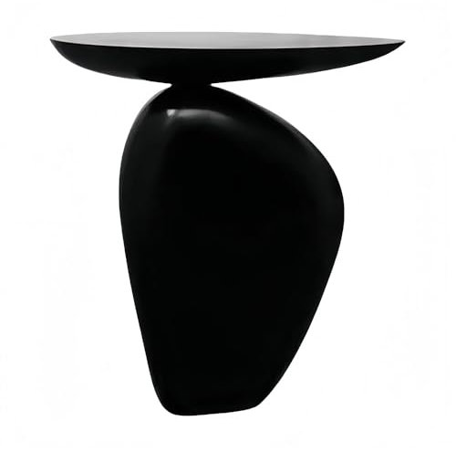 Table Basse Noire – Table d'appoint Artistique en Forme de Galet, Accessoire décoratif pour Salon, Chambre, Bureau et Couloir