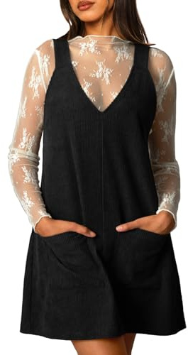 Navneet Robe salopette pour femme - Robe en velours côtelé - Jupe en velours côtelé - Robe d'automne courte - Velours côtelé sans manches à bretelles - Mini robe d'hiver - Combinaison robe, XL
